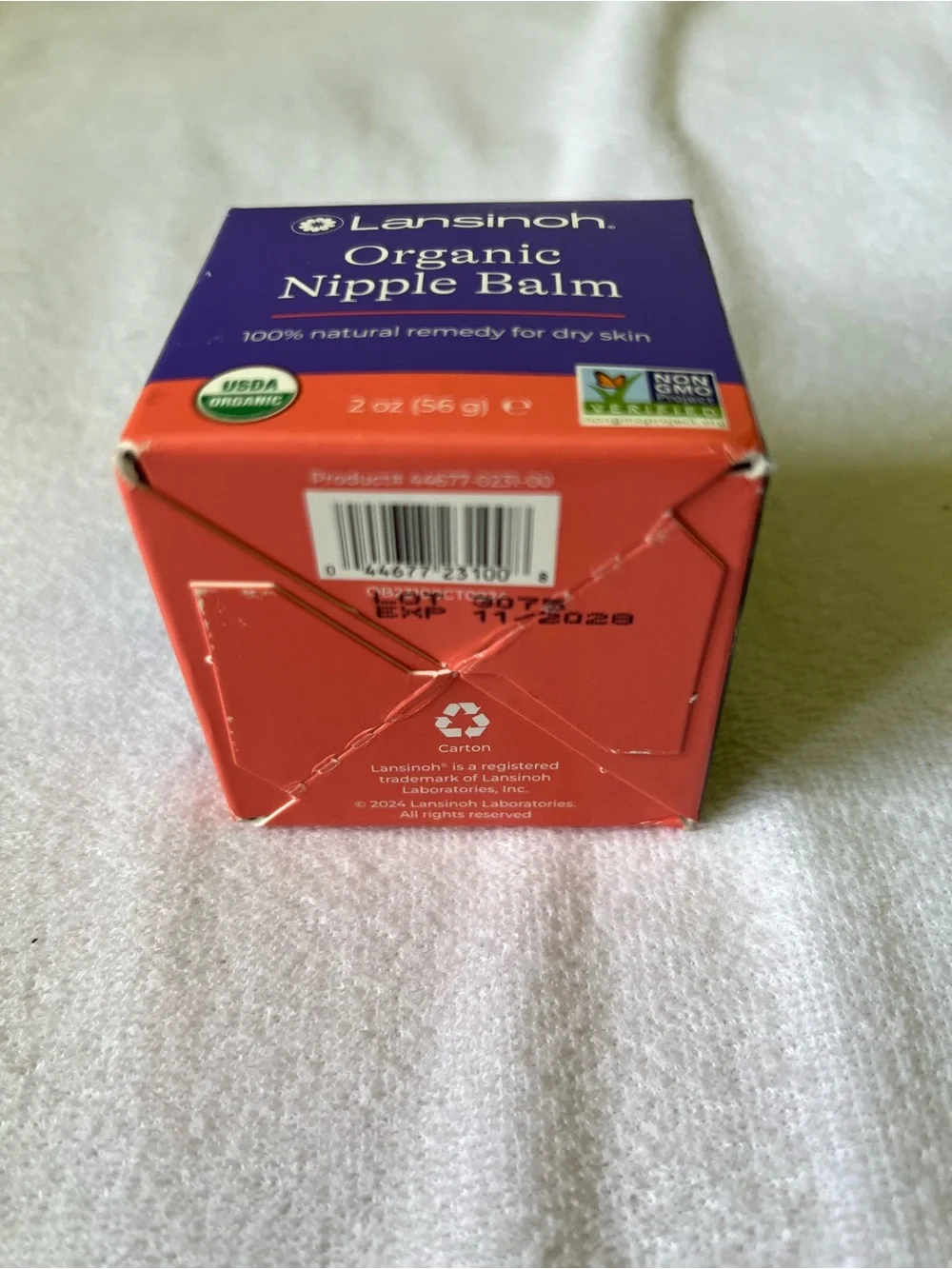 Lansinoh Organic Nipple Balm - Purple and Orange Box
